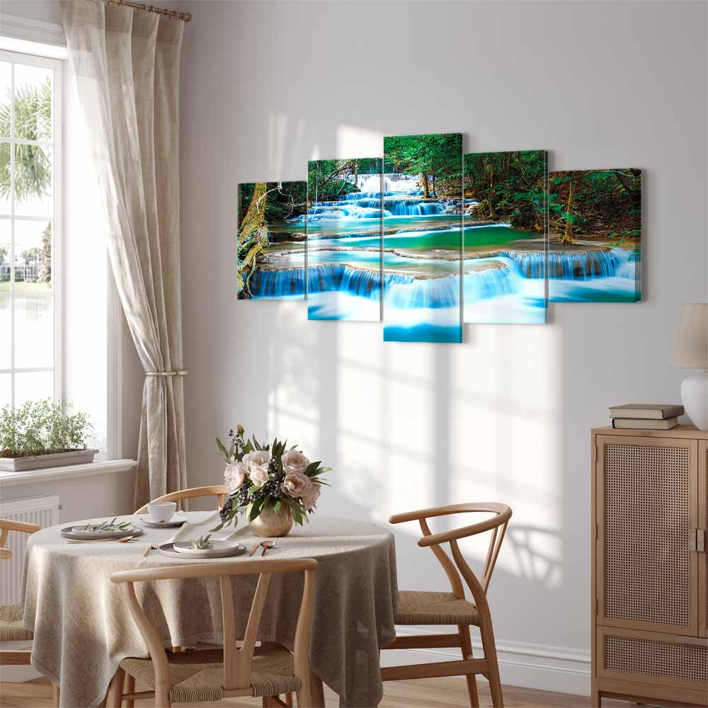 Leinwandbild - Blue Waterfall in Kanchanaburi, Thailand – Bild 7