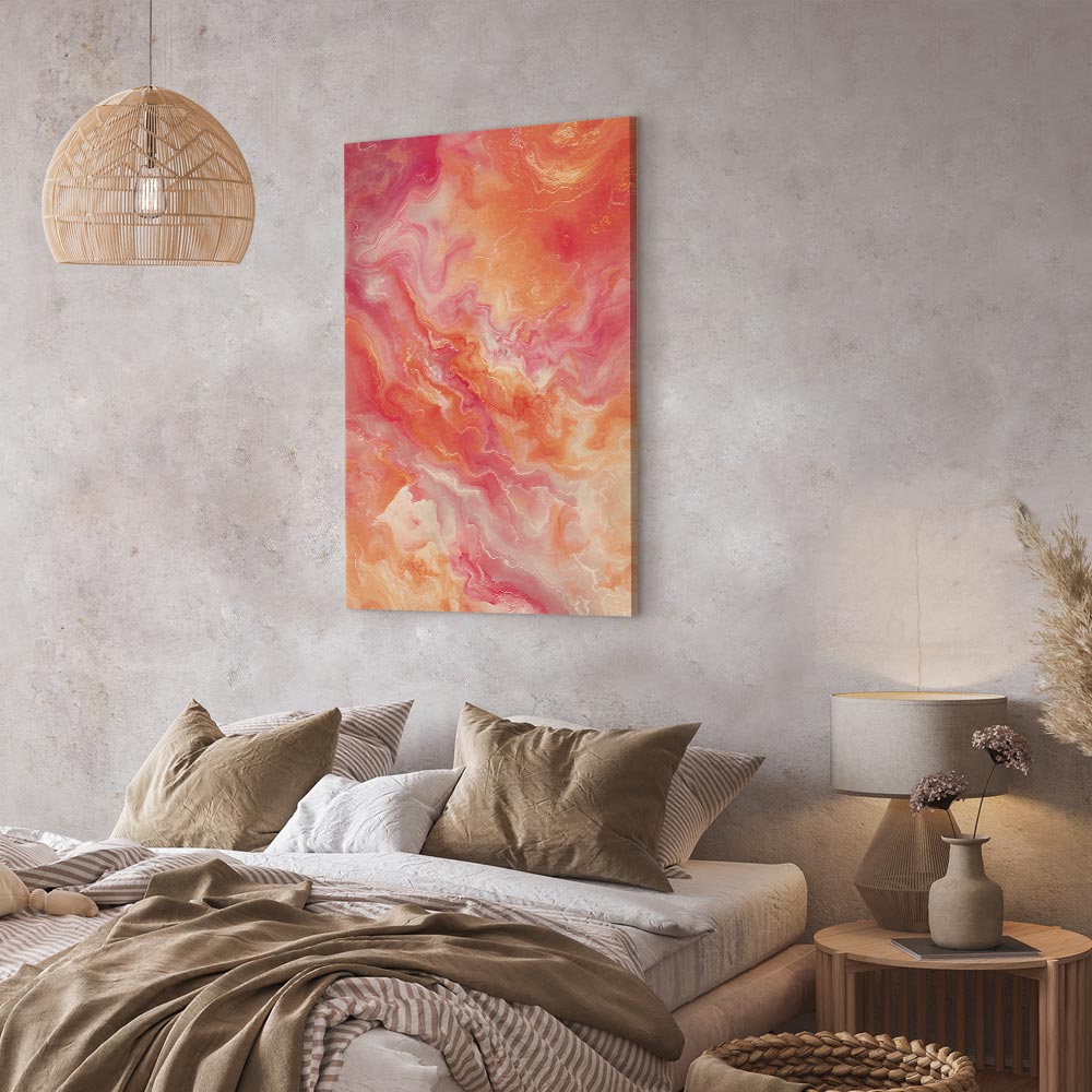 Leinwandbild - Fiery Colors - Dynamic Shapes in Colors of Fire and Pink – Bild 6