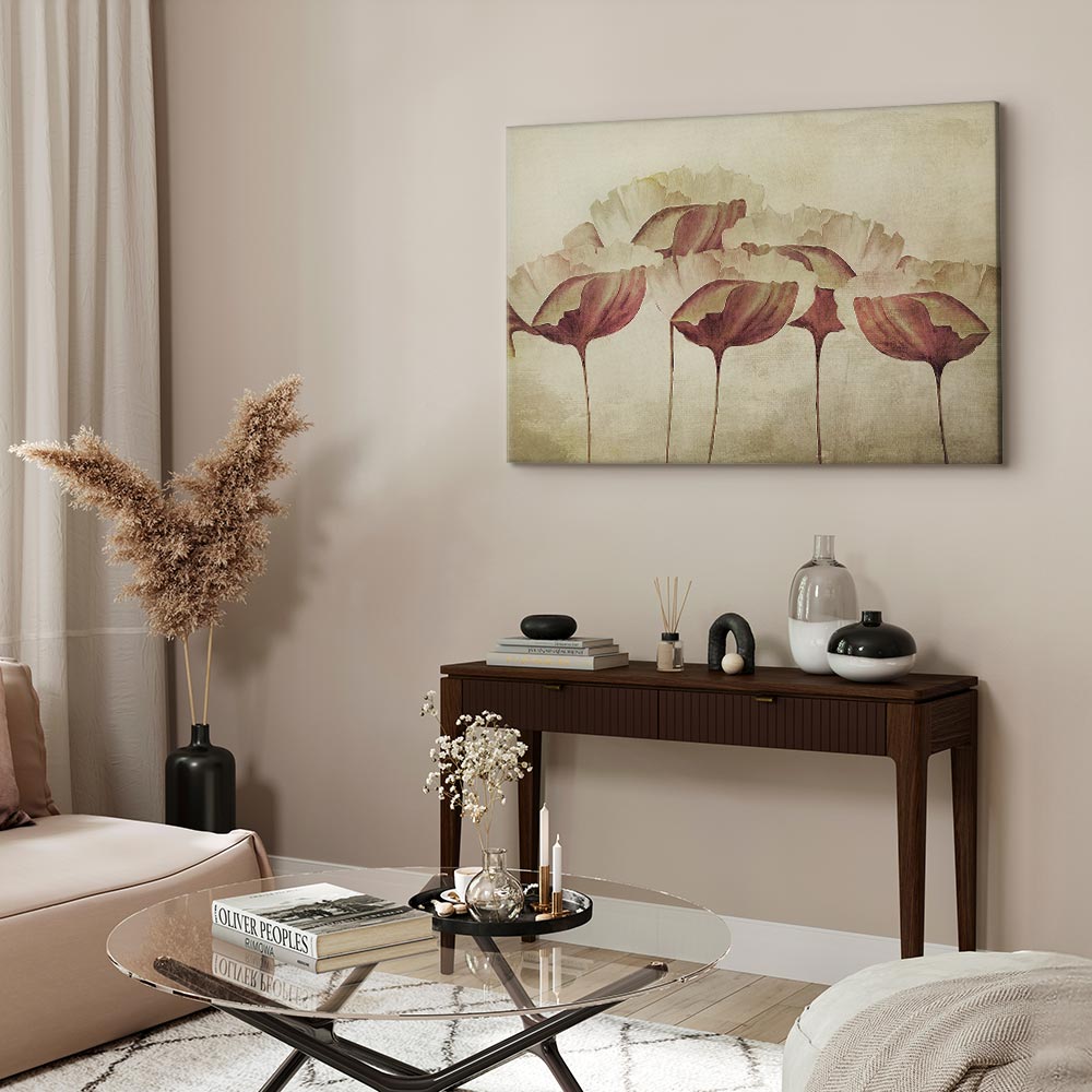 Leinwandbild - Flowers in Beige (1 Part) Wide – Bild 5