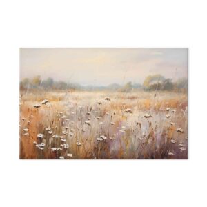 Leinwandbild - Impressionist meadow – field landscape in a pastel colour palette