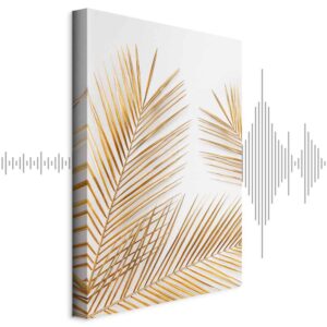 Leinwandbild - Golden Palm Leaves (1 Part) Vertical