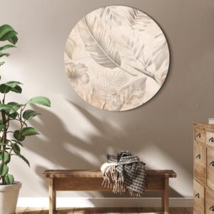 Rundes Bild - A multitude of exotic leaves and flowers - A subtle composition of tropical plant species maintained in sepia tones