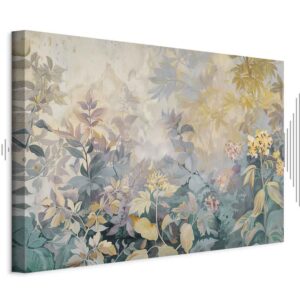 Leinwandbild - Tapestry Pattern with a Meadow and Flowers Kilim with a Spring Motif