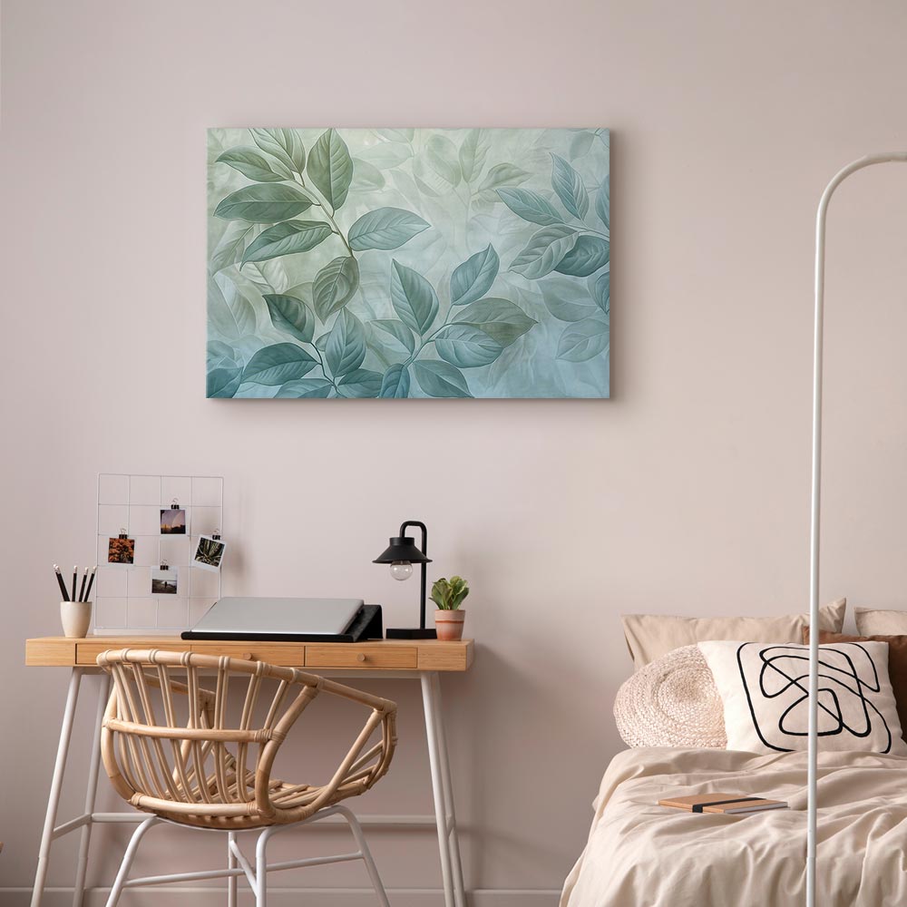 Leinwandbild - Large Leaves in Shades of Green-Mint: Botanical Motif – Bild 6
