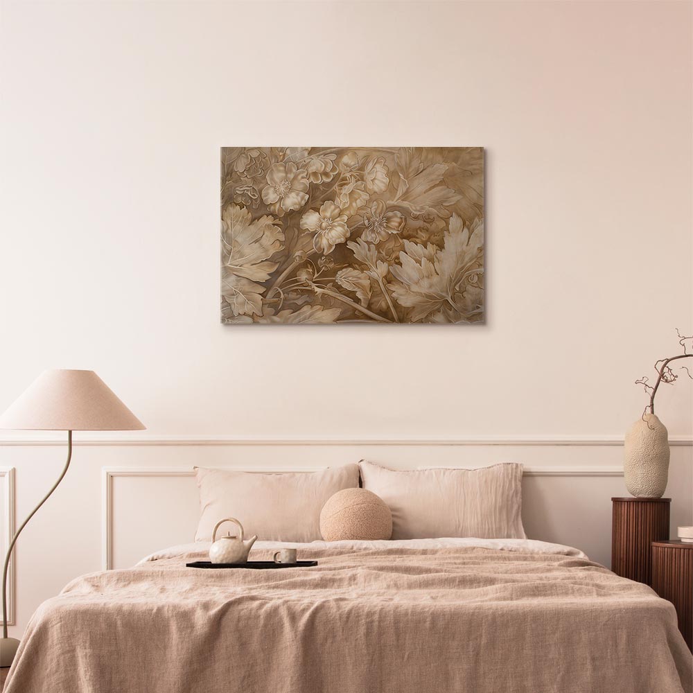 Leinwandbild - Floral Ornaments Carved in Delicate Sepia and Brown Shades – Bild 6