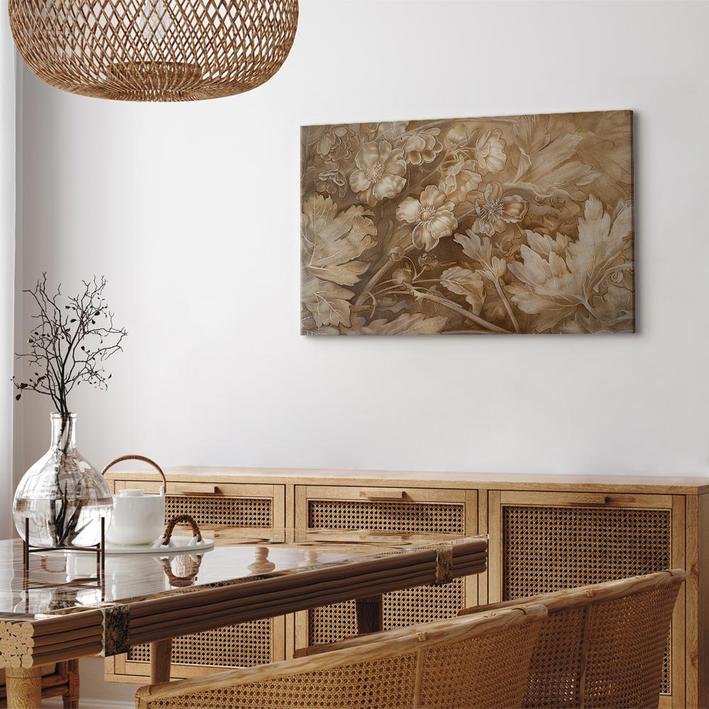 Leinwandbild - Floral Ornaments Carved in Delicate Sepia and Brown Shades – Bild 7
