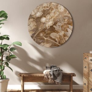 Rundes Bild - Floral Ornaments Carved in Delicate Sepia and Brown Shades