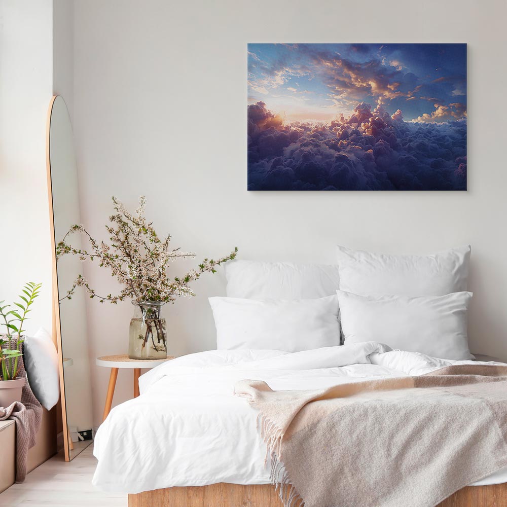 Leinwandbild - The Sun in Hiding: The Golden Face of the Sky Over a Cloudy Sea – Bild 6