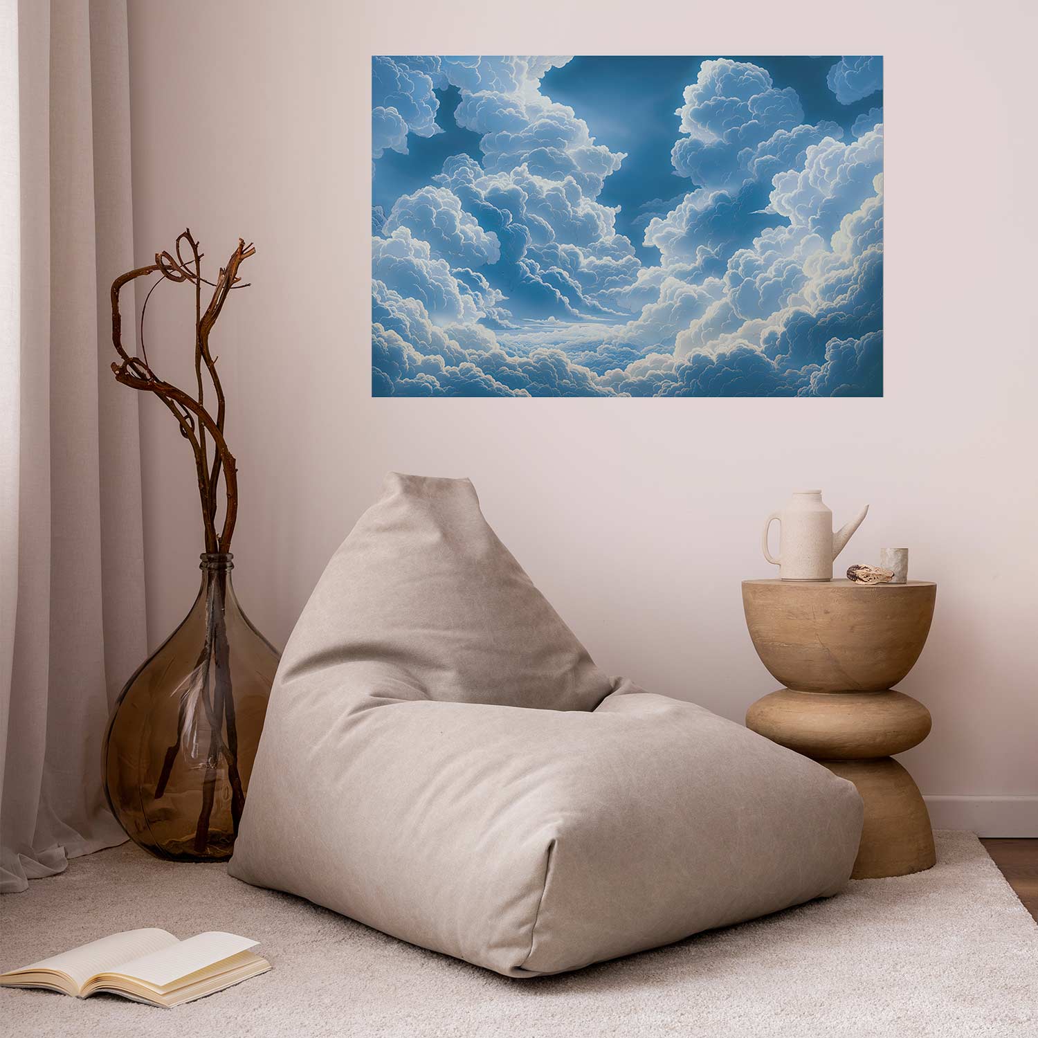 Poster - Blue Sky Breaking Through White, Fluffy Clouds – Bild 5