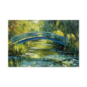 Leinwandbild - Impressionist bridge - painting of a bridge against a picturesque background