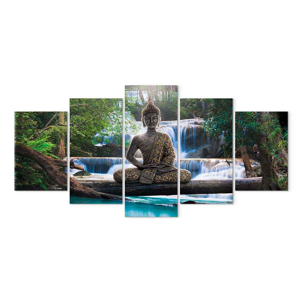 Leinwandbild - Buddha and waterfall – Bild 2