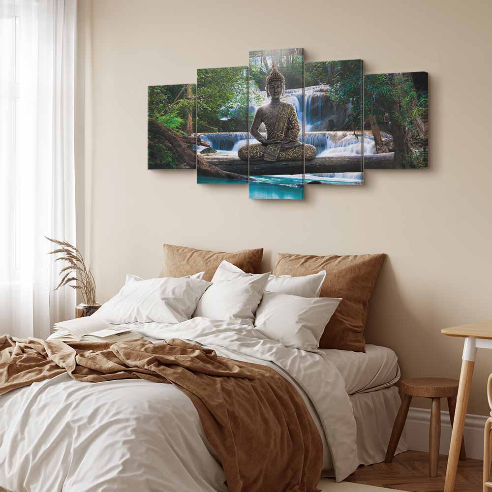Leinwandbild - Buddha and waterfall – Bild 6