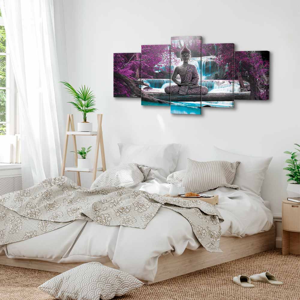 Leinwandbild - Waterfall and Buddha – Bild 6