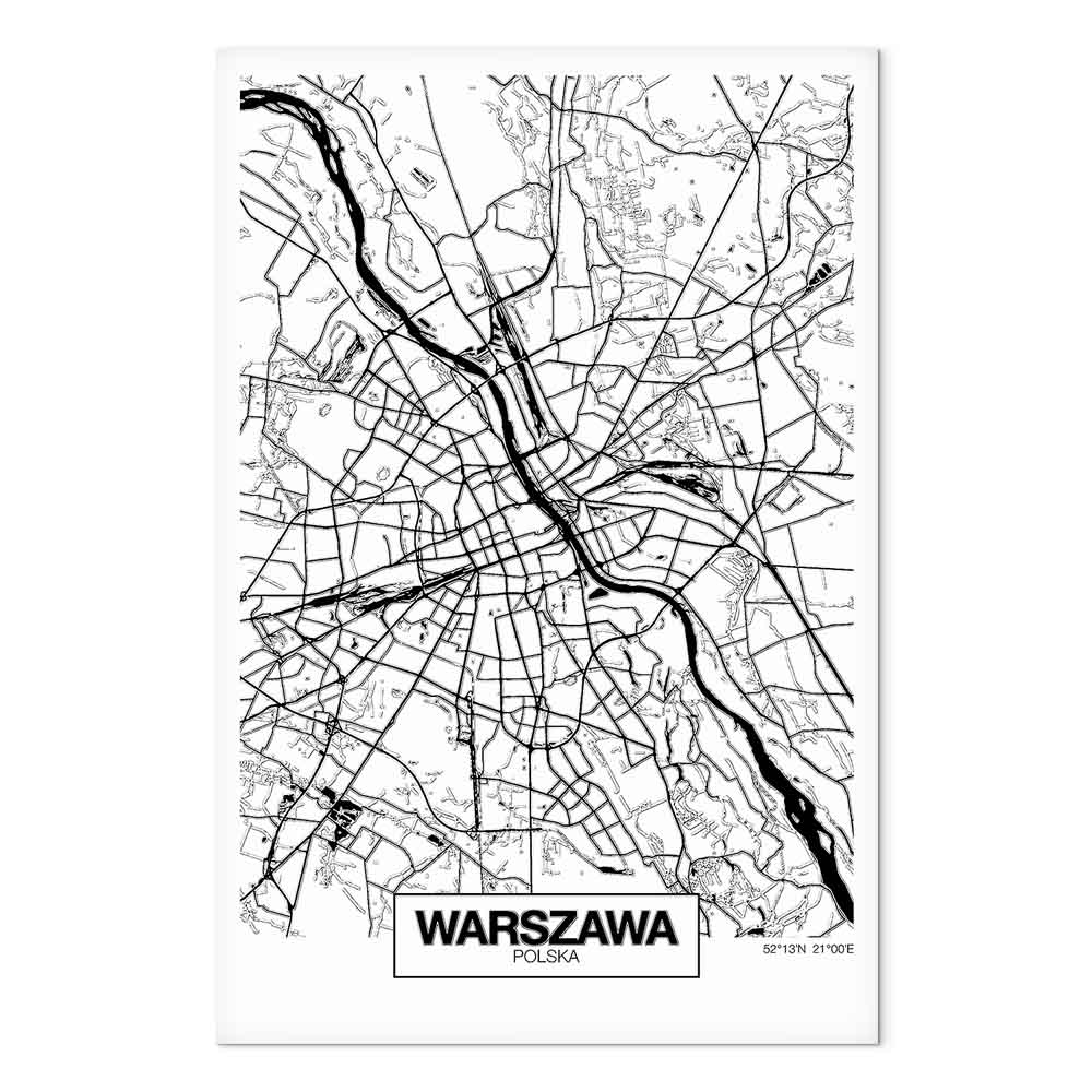 Leinwandbild - City Plan: Warszawa (1 Part) Vertical – Bild 2