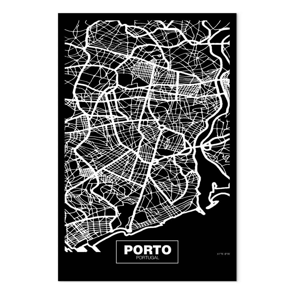 Leinwandbild - Negative Map: Porto (1 Part) Vertical – Bild 2