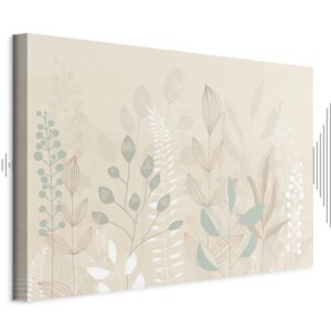 Leinwandbild - Morning in the Meadow - Various Pastel Plants on a Beige Background