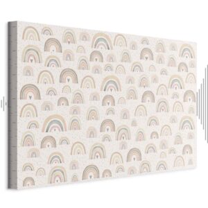 Leinwandbild - Spring - Pastel Rainbows with Hearts on a Rainy Day