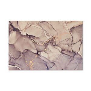 Leinwandbild - Watercolour abstraction - powder pink marble with gold accents