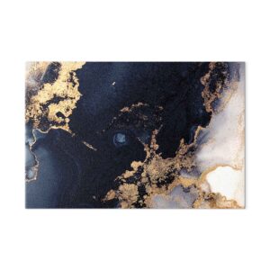 Leinwandbild - Marble and navy blue – abstract textured pattern inspired by the starry sky
