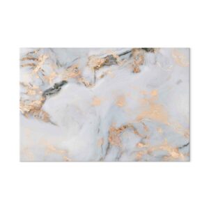 Leinwandbild - White stone – elegant marble with golden reflections