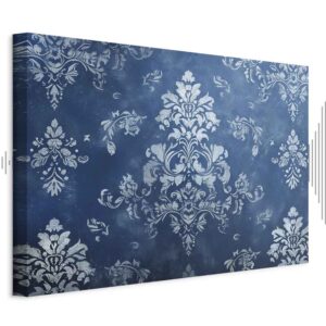 Leinwandbild - Retro Ornament Decorative Motif in Worn Blues