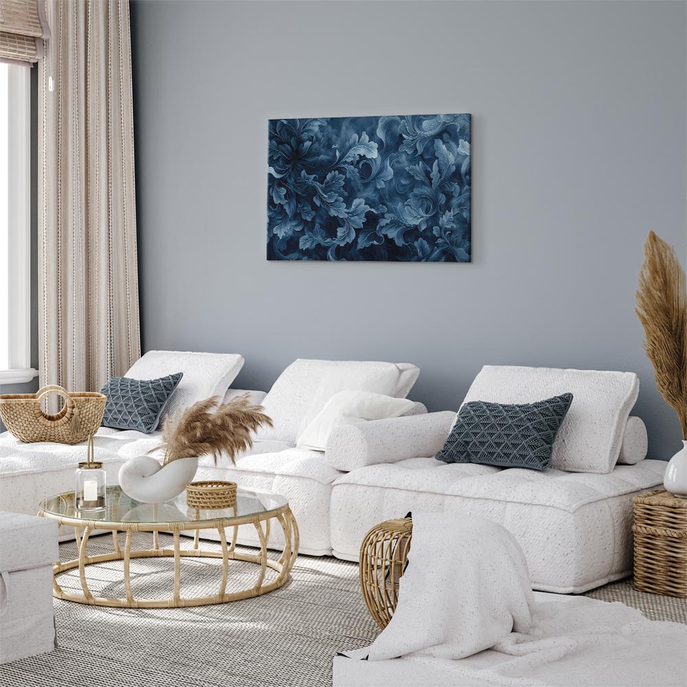Leinwandbild - Abstract Ornaments Dark Blue Victorian Leaves – Bild 5