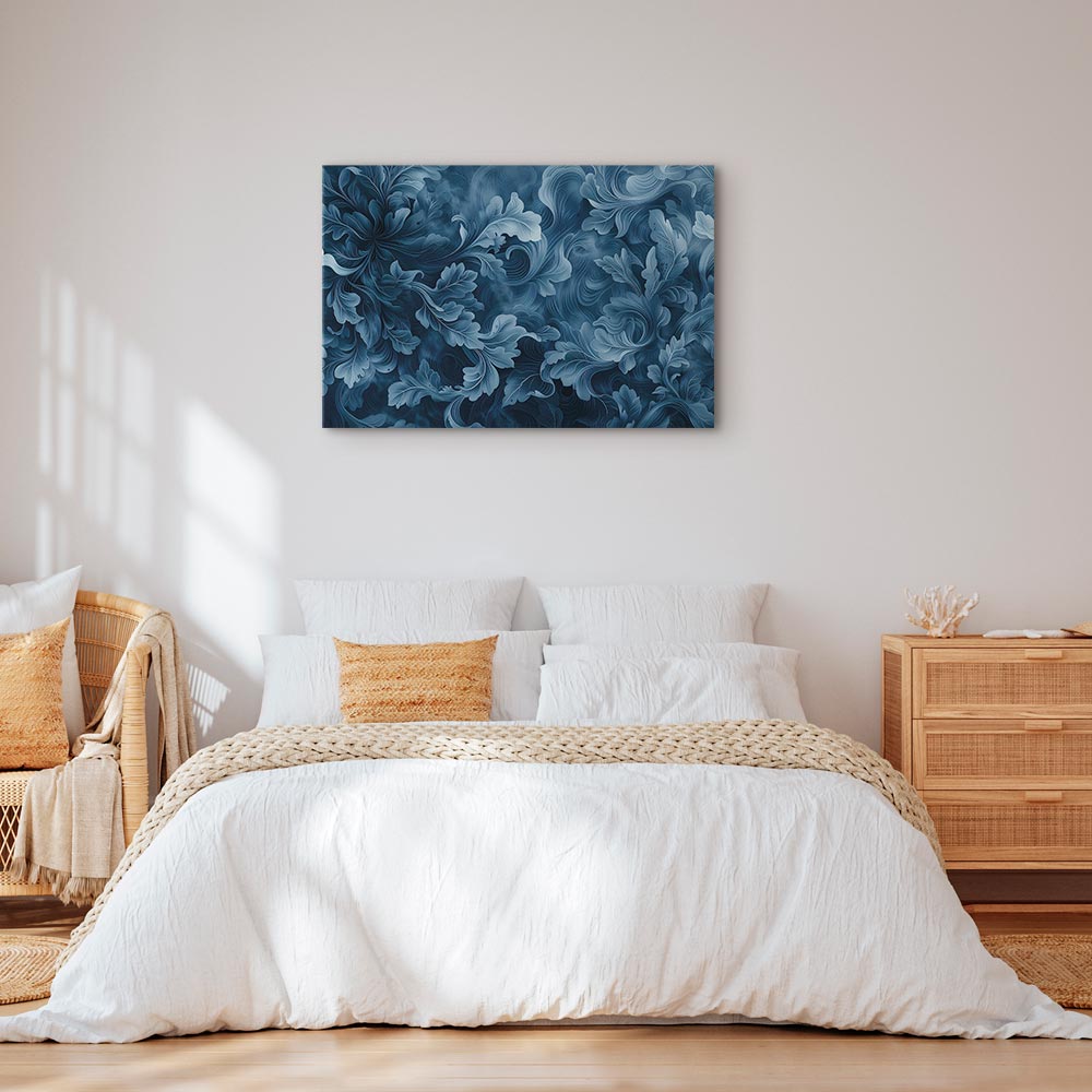 Leinwandbild - Abstract Ornaments Dark Blue Victorian Leaves – Bild 6
