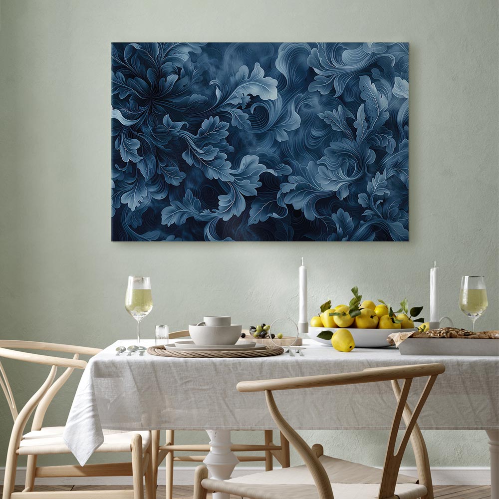 Leinwandbild - Abstract Ornaments Dark Blue Victorian Leaves – Bild 7