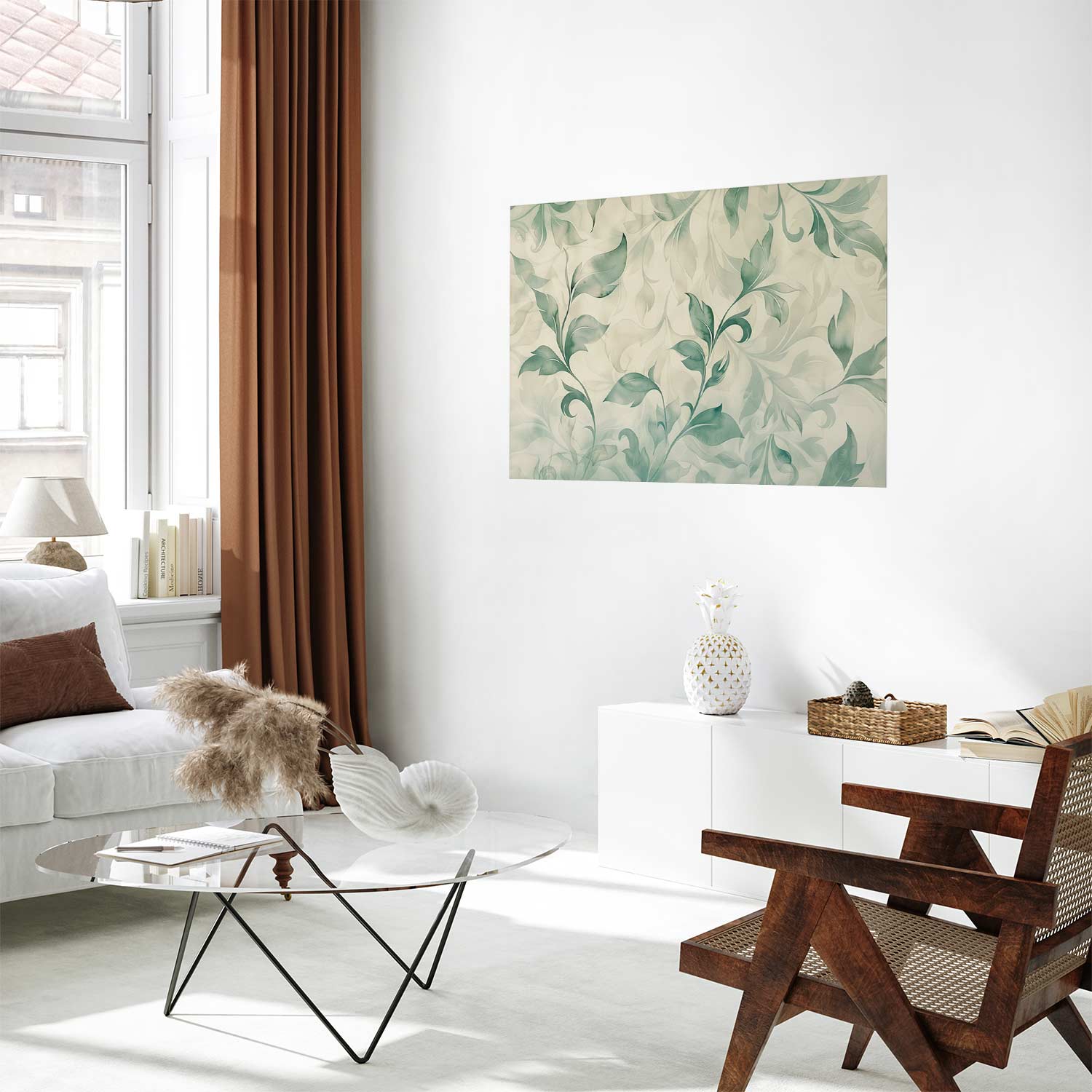 Poster - Watercolor Green-Beige Leaves – Bild 5