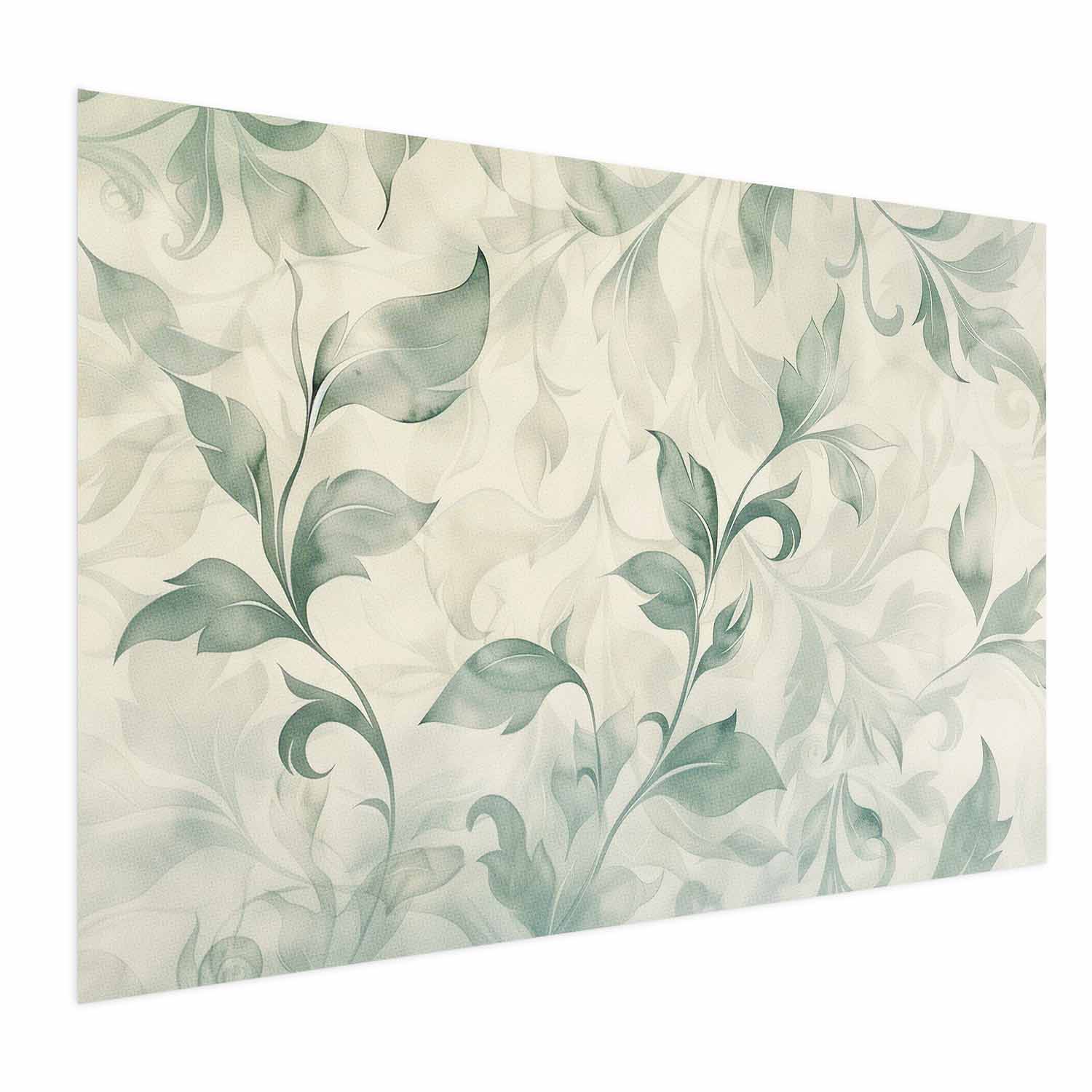 Poster - Watercolor Green-Beige Leaves