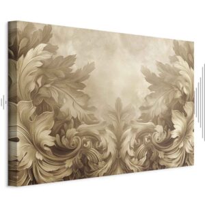 Leinwandbild - Carved Baroque Ornaments Rich Composition in Sepia Colors