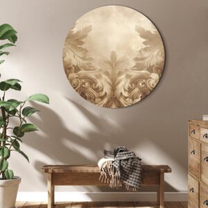 Rundes Bild - Carved Baroque Ornaments Rich Composition in Sepia Colors