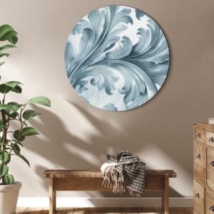 Rundes Bild - Stone Baroque Ornaments in Light Shades of Gray-Blue