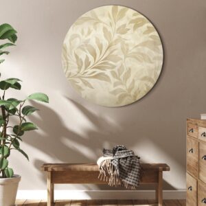 Rundes Bild - Botanical Motif with Leaves and Vines in Sand Colors