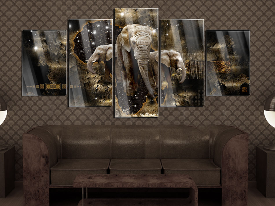 Acrylglasbild - Brown Elephants – Bild 2