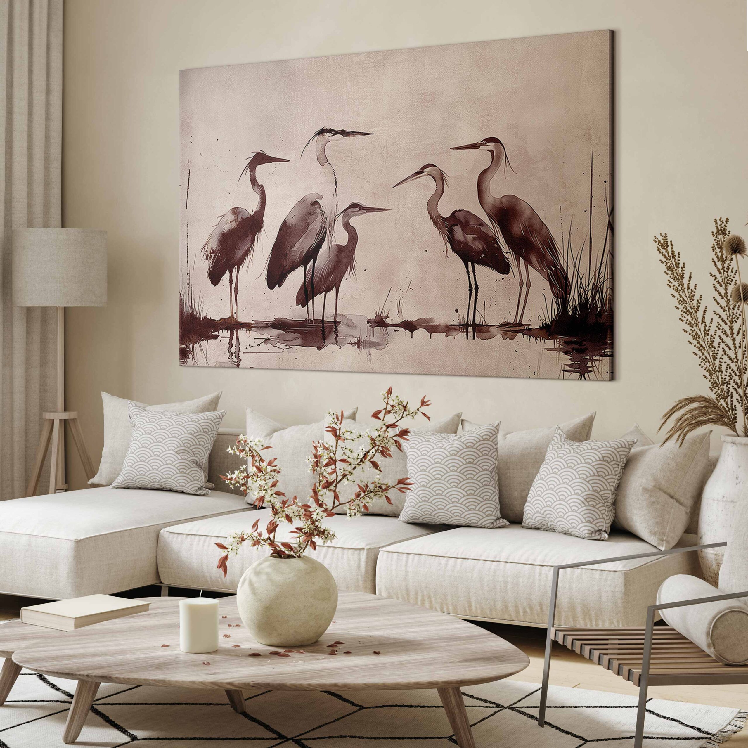Wandbild XXL - Herons painted with ink – Bild 5