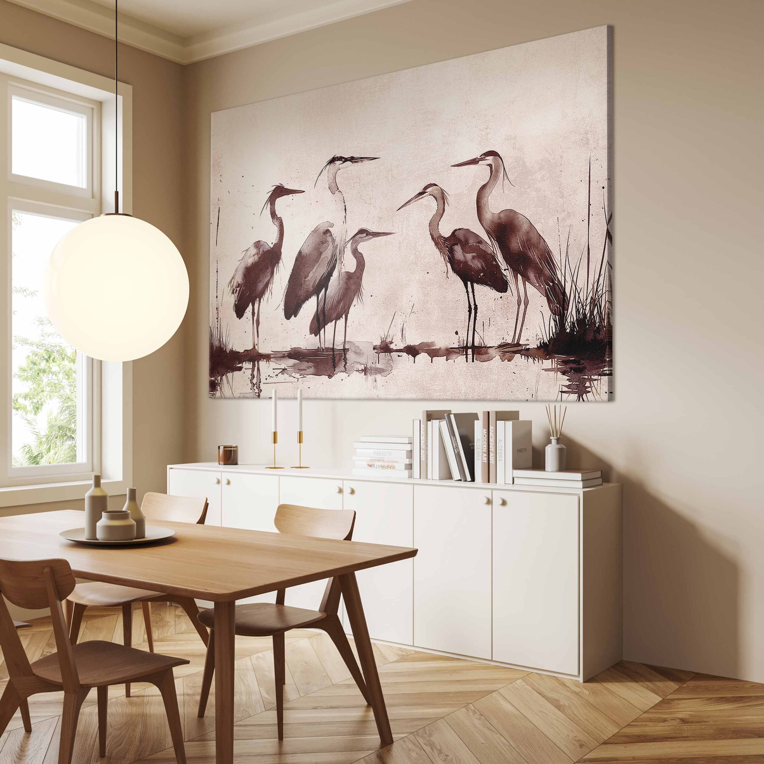 Wandbild XXL - Herons painted with ink – Bild 7