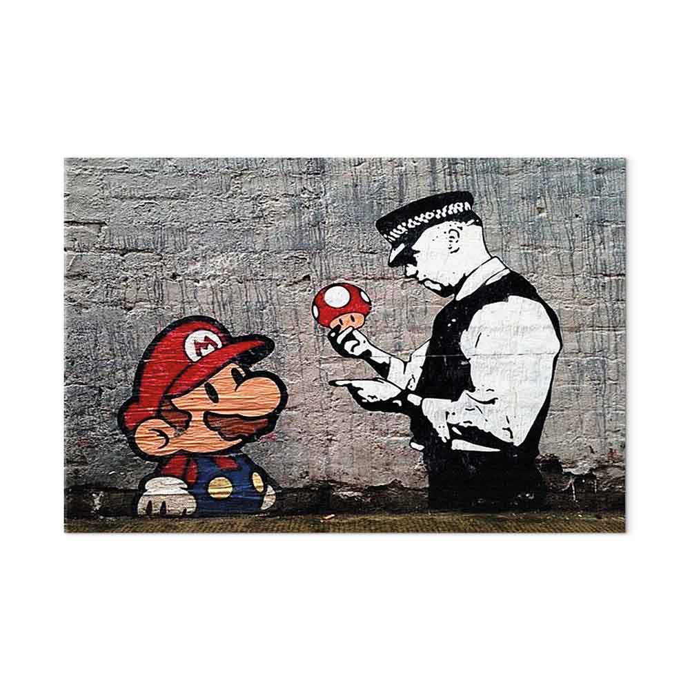 Leinwandbild - Mario and Cop by Banksy – Bild 2