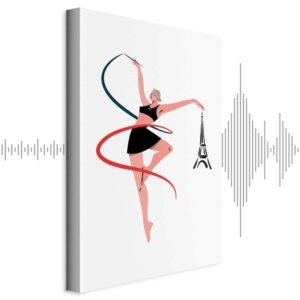 Leinwandbild - Rhythmic Gymnastics - Illustration of a Woman With a Ribbon