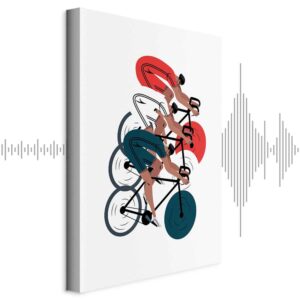 Leinwandbild - Cycling Race. Competitors on a Light Background - Illustration