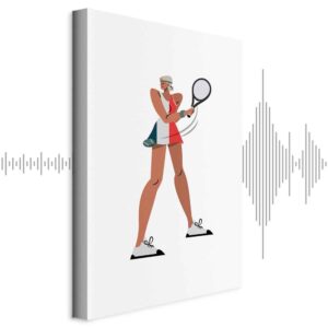 Leinwandbild - Tennis Player With a Racket on a Light Background - Illustration
