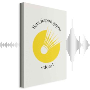 Leinwandbild - Badminton Shuttlecock on a Yellow Circle Background