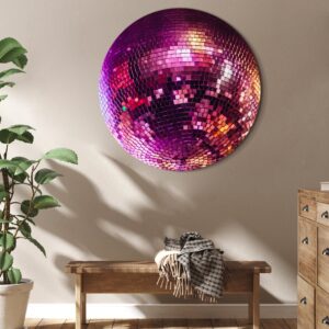 Rundes Bild - Magenta disco ball