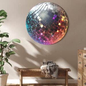 Rundes Bild - Silver disco ball