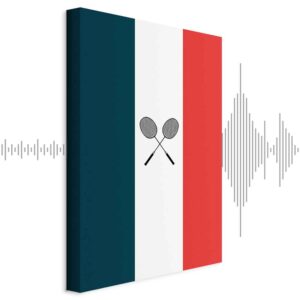 Leinwandbild - Black Badminton Rackets Against the Backdrop of the French Flag
