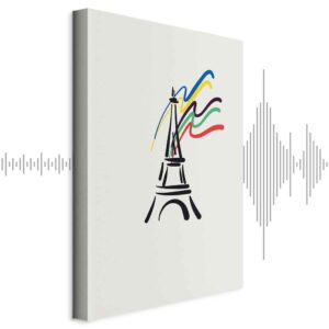 Leinwandbild - Eiffel Tower and Colorful Ribbons