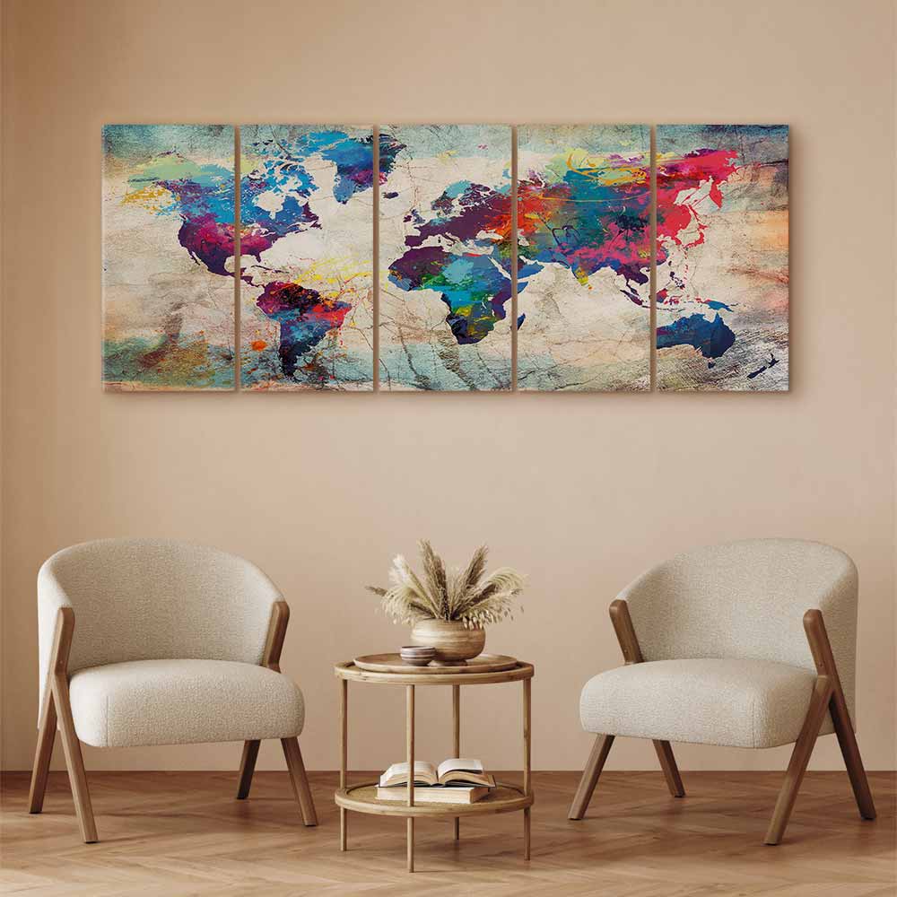 Leinwandbild - World Map: Cracked Wall – Bild 5