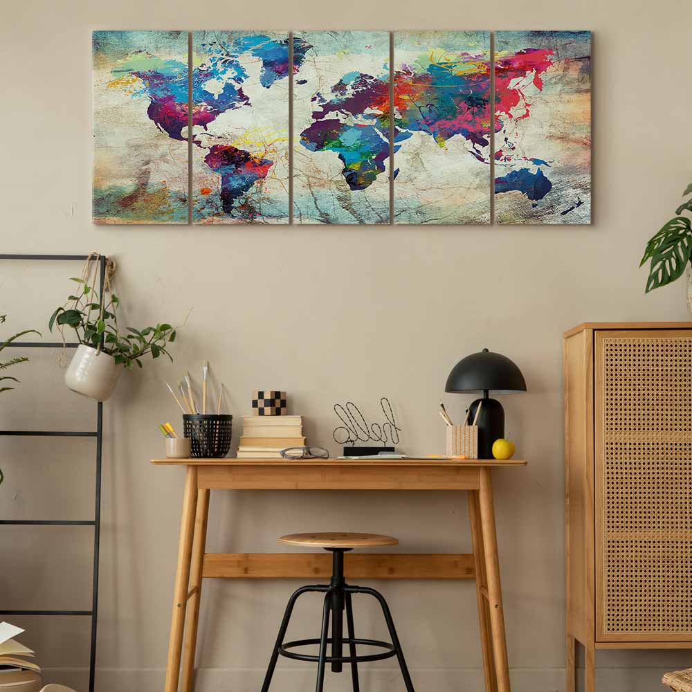 Leinwandbild - World Map: Cracked Wall – Bild 7