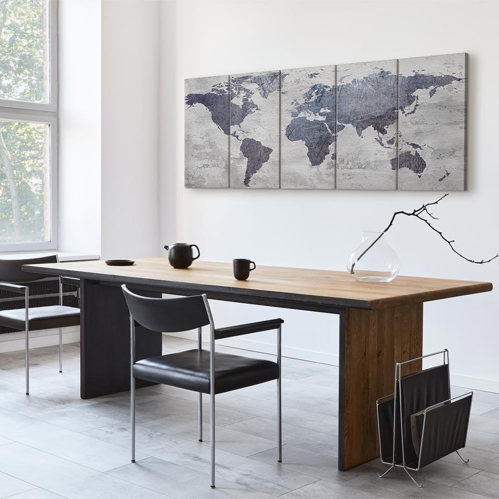Leinwandbild - Concrete World Map (5 Parts) Narrow – Bild 7