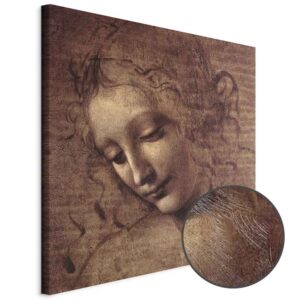 Leinwandbild - Leonardo da Vinci – Head of a Young Woman (Leda)